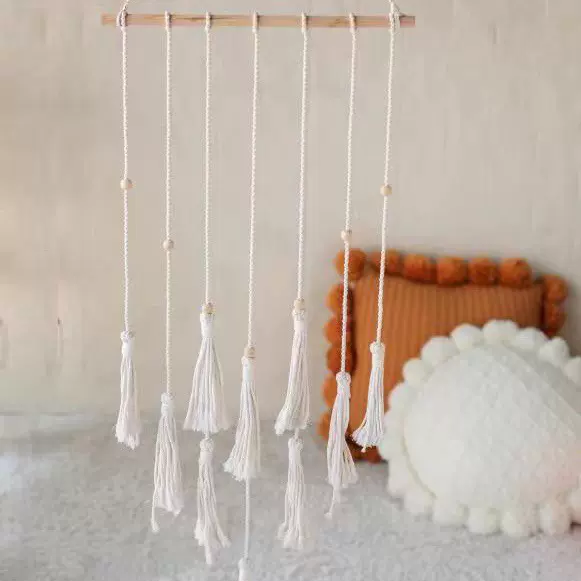 跨境相片挂架 手工编织壁挂挂毯 北欧风流苏照片发夹收纳挂饰