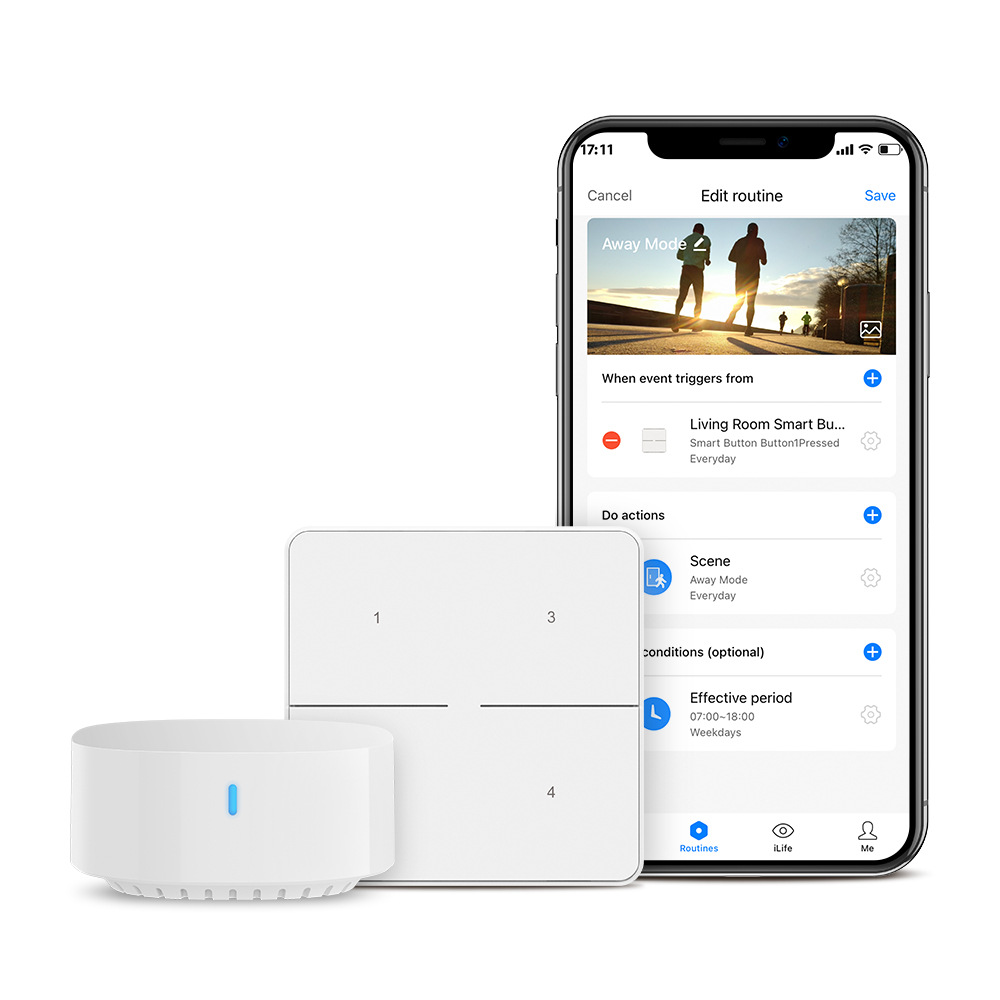 博联SR3-4KEY四键情景开关智能联动多控家居外贸新品家用无线
