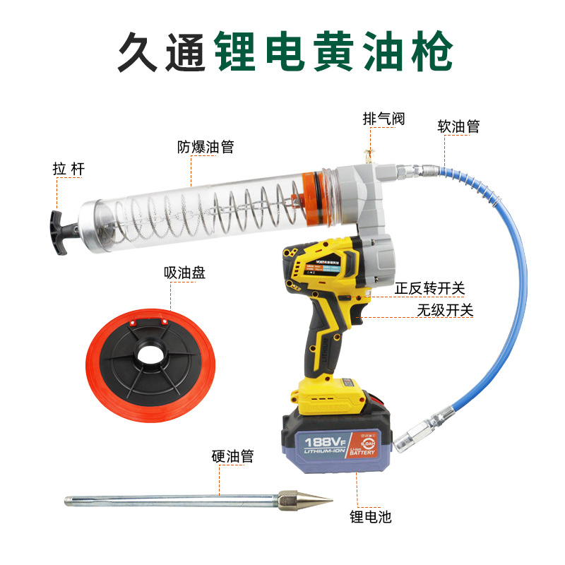 Pistola de mantequilla eléctrica 21v doble propósito sin escobillas excavadora automática de alta presión inyección de aceite litio pistola de mantequilla eléctrica oruga aceite a granel