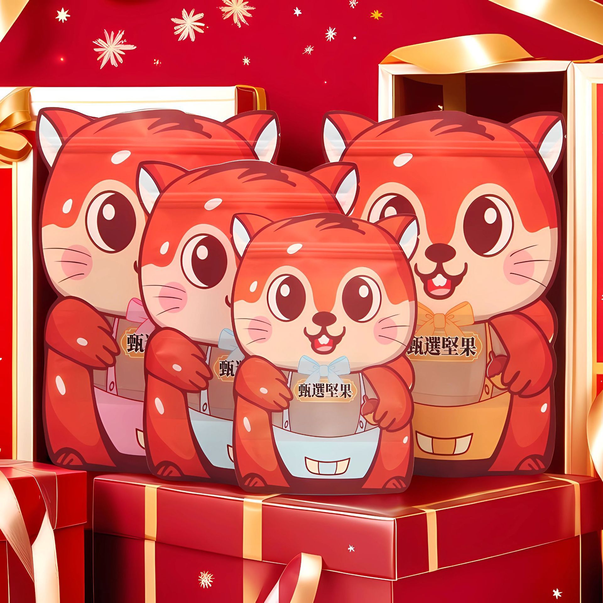 坚果包装袋可爱卡通自立臻子核桃杏仁腰果开心果碧根果通用食品袋