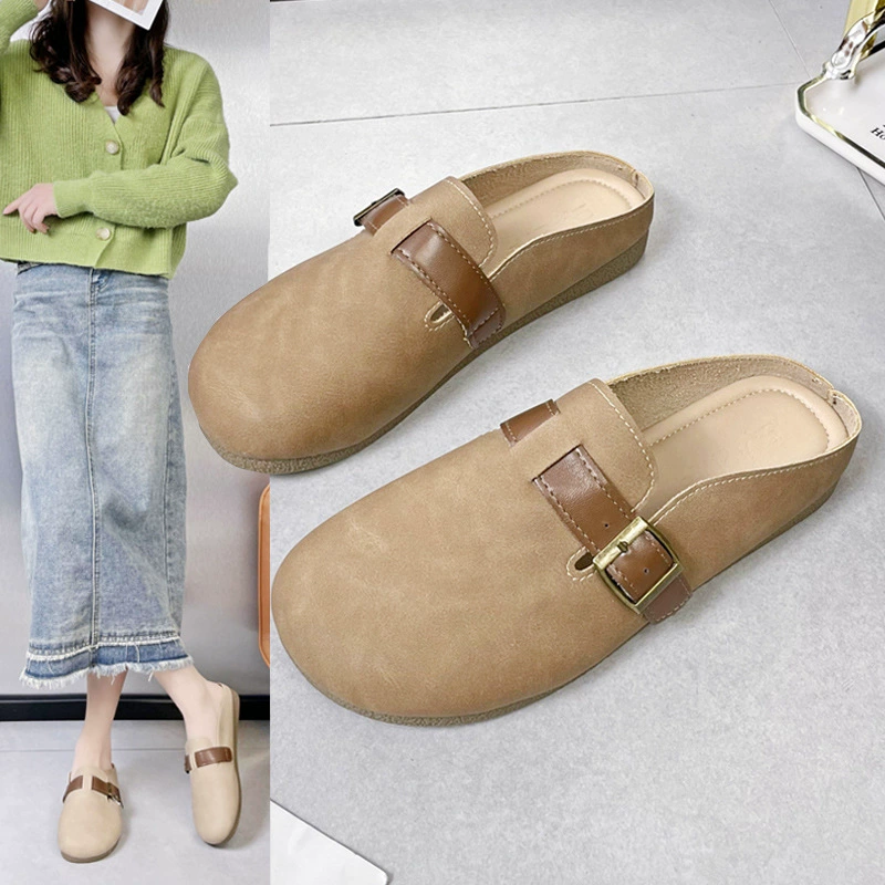 Тапочки-слипоны Baotou с мягкой подошвой, осенняя новинка 2025, повседневные универсальные женские туфли без застежек, осенняя новая модель