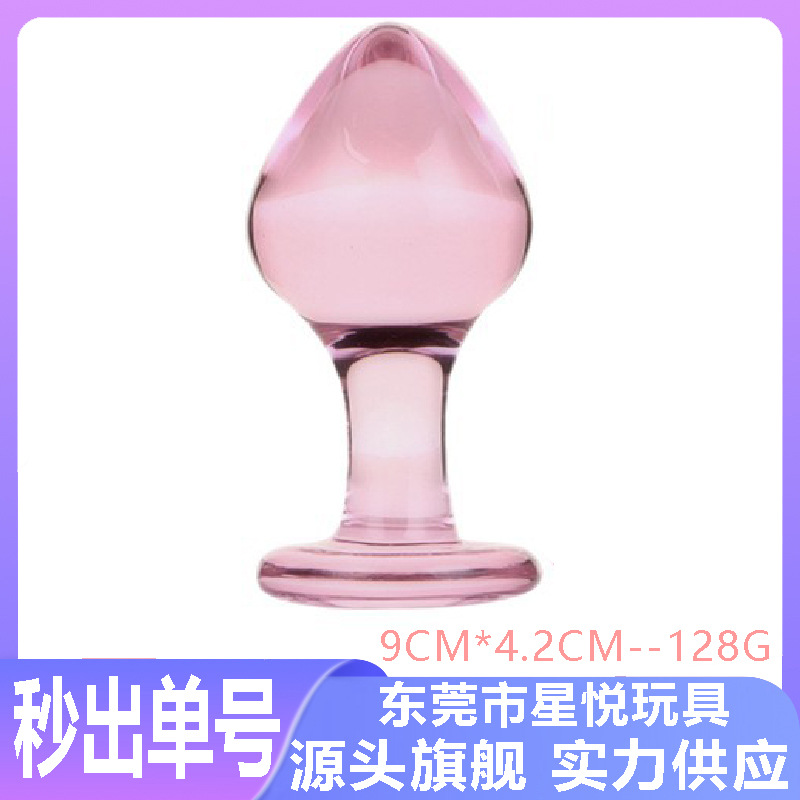 Crystal Glass Anal Beads Plug, Pink Graduated Beads for Couples’ Play — detail image 6