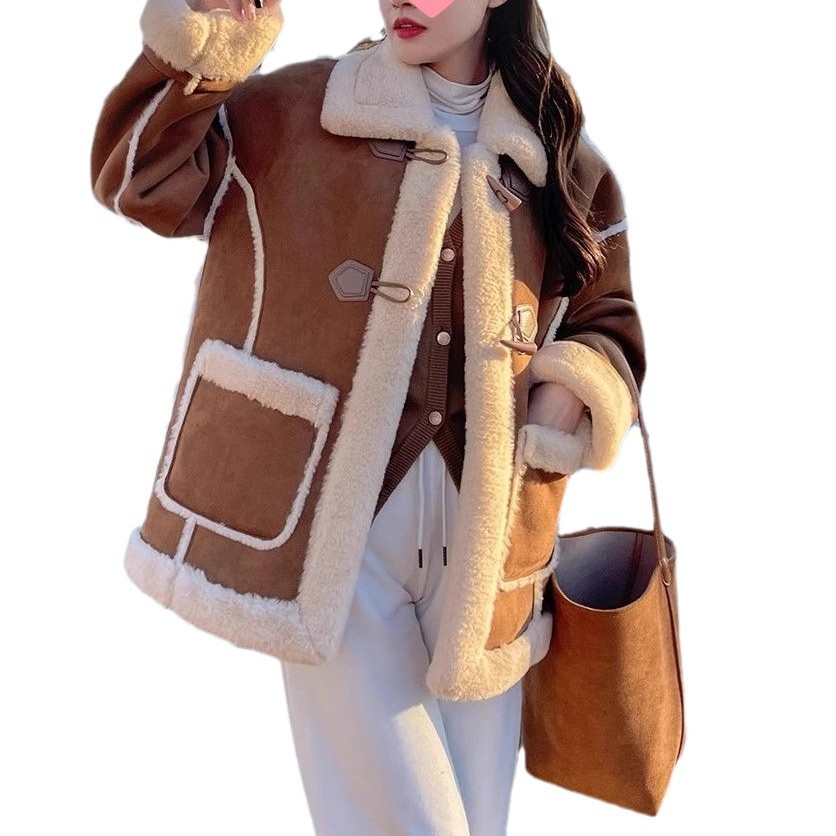 긴 모피 원피스 LAMBSWOOL DUFFLE COAT 여자 겨울 MAILLARD 기모 두꺼운 스웨이드 코트