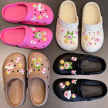 摆摊新款洞洞鞋女夏季凉拖沙滩网红卡通半拖鞋男款户外包头鞋批发