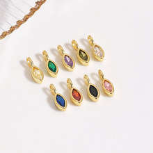 甜美铜彩色锆石马眼形小吊坠 手链项链眼睛形挂件DIY饰品配件材料