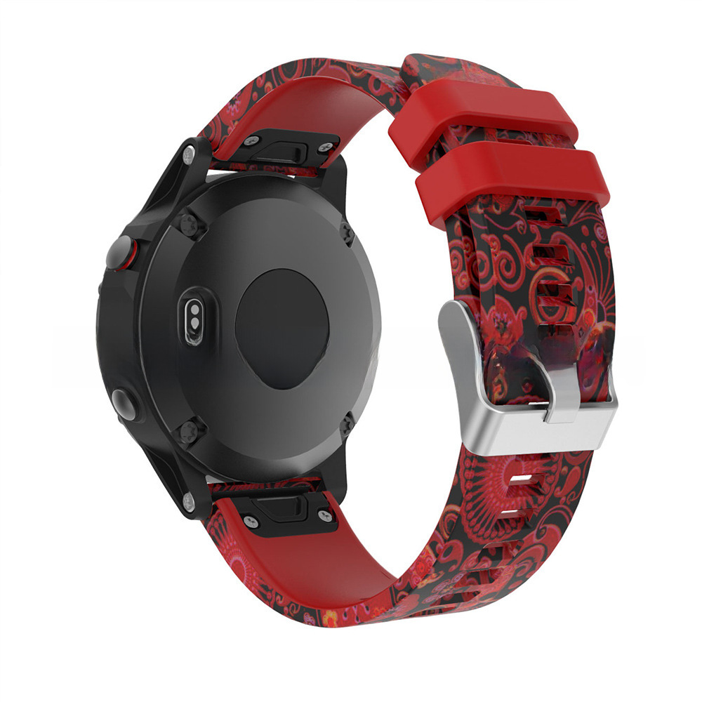 適用佳明Fenix7pro/fenix5/forerunner935快拆印花硅膠錶帶
