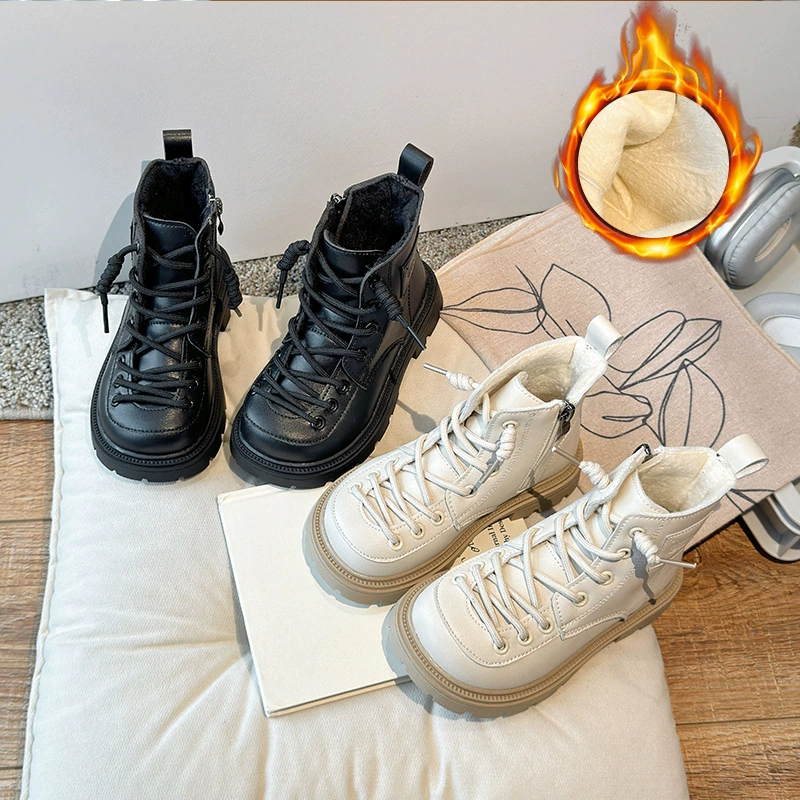 Оптовая продажа детской обуви Ermian 2025 осень-зима новые детские кожаные туфли модные удобные ботинки для мальчиков и девочек короткие ботинки Мартин