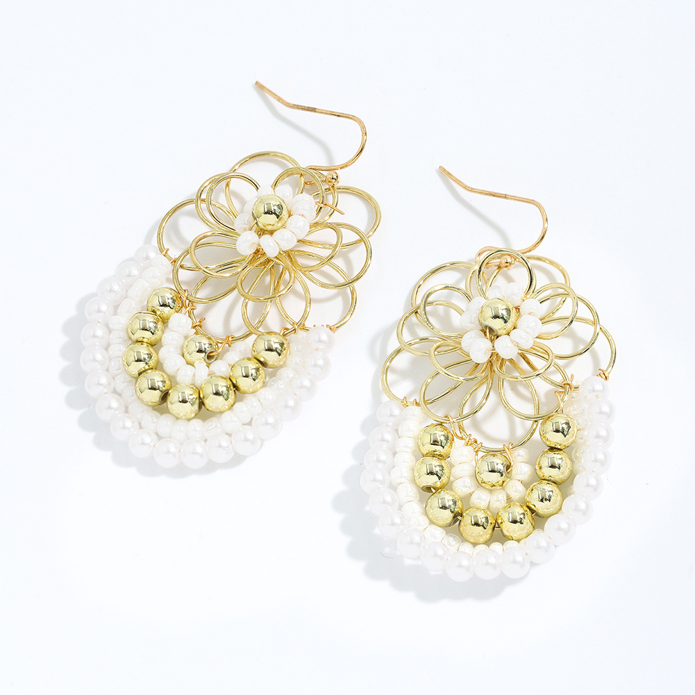 Bohemian Fashion Hand-woven Flower Earrings display picture 30