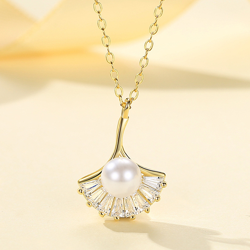 Plata esterlina S925 hoja de albaricoque collar femenino nicho diseño europeo y americano Cadena de clavícula estudiante temperamento simple colgante de moda al por mayor