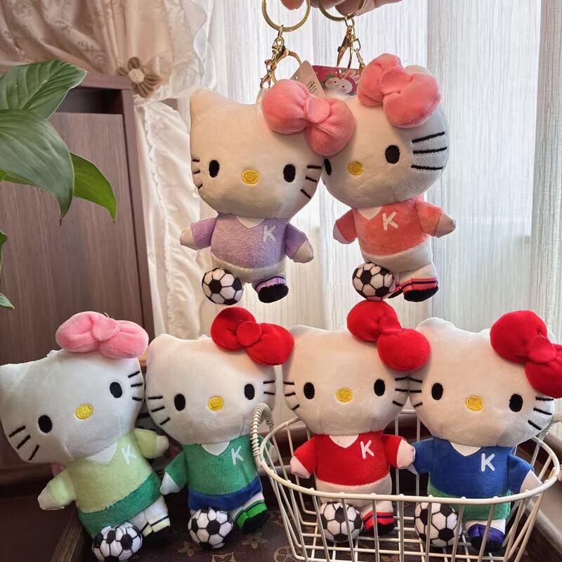 可爱萌足球kt猫小挂件毛绒玩具公仔小猫咪包包挂饰钥匙扣娃娃玩偶|undefined