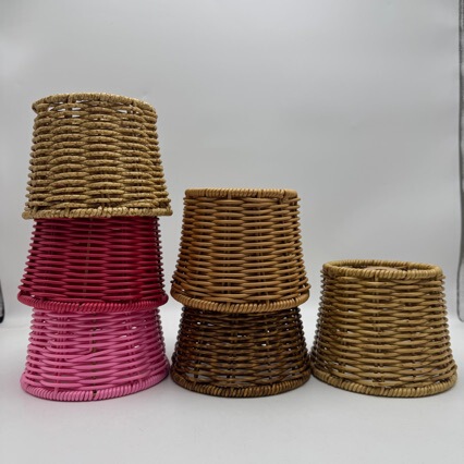 Bohemian Folk-Style Hotel Room Woven Tabletop and Floor-Standing Lampshade Lighting Fixtures Imitation Rattan Folk Style