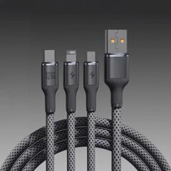 120W钨金编织三合一超级快充数据线适用TypeC苹果MFI认证充电线
