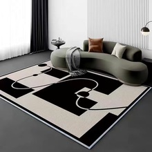 跨境黑白轻奢客厅毯耐脏沙发毯卧室床边毯茶几毯满铺防滑地毯