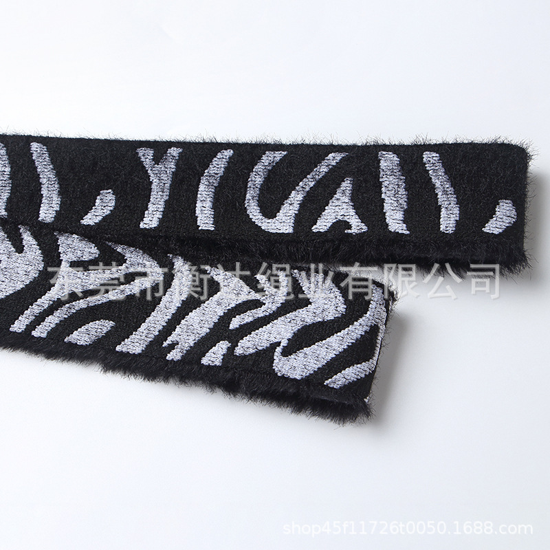 Fábrica de venta al por mayor 4cm cinta elástica de peluche imitación de visón elástica cinta elástica Jacquard letras