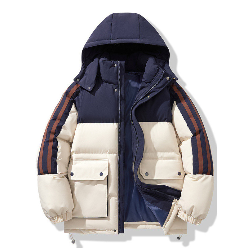 Couple's autumn and winter short cotton coat, men's down cotton jacket, stand-up collar, Hong Kong style, warm puffer jacket