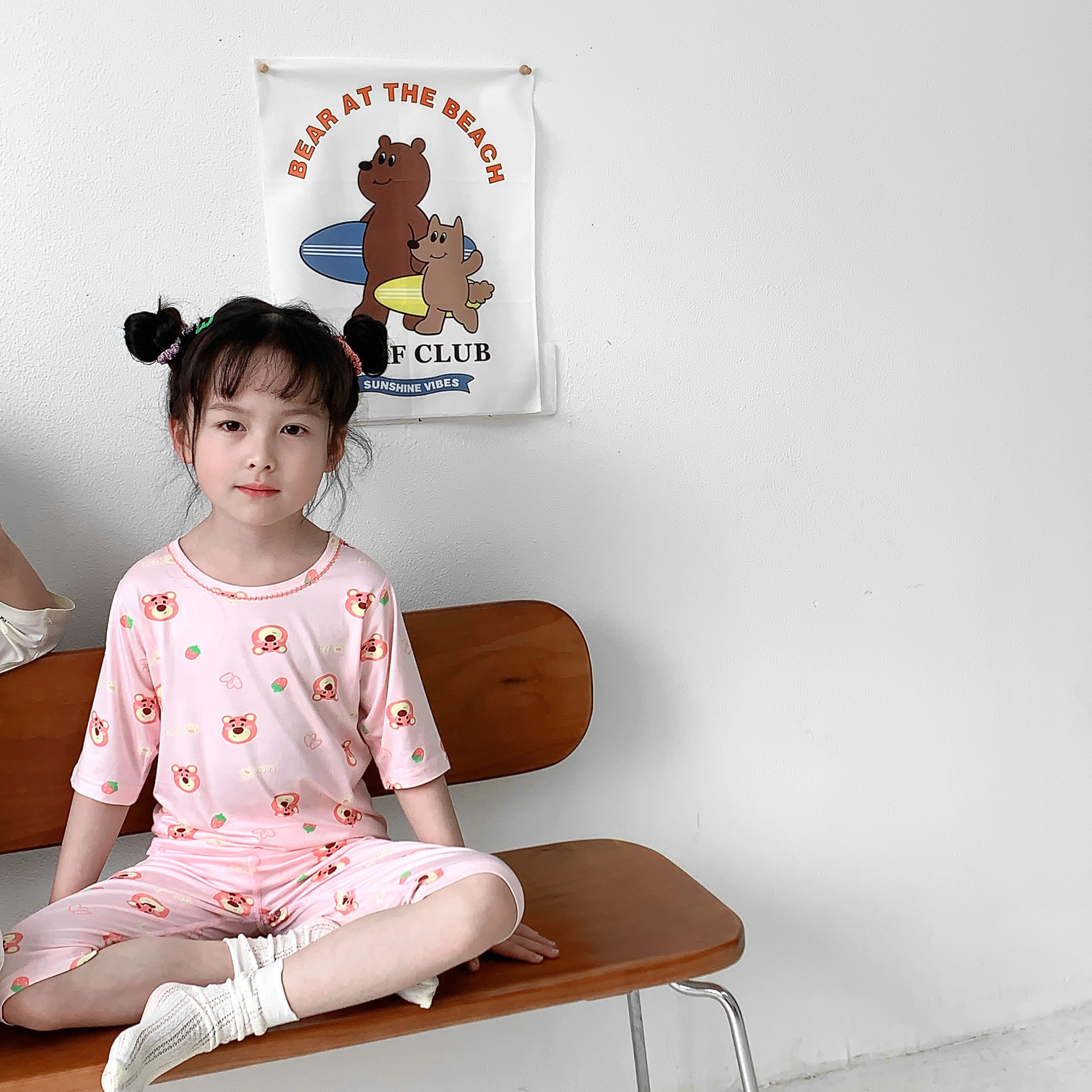 Pijamas para niños verano estilo fino Yasser niño manga tres cuartos encaje bebé aire acondicionado ropa traje de servicio a domicilio para niñas