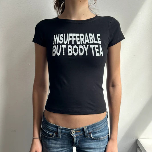 girlsroom アメリカの女性の夏の新しいレタープリントタイトなホットガールへそラウンドネックイン半袖 T シャツ|undefined
