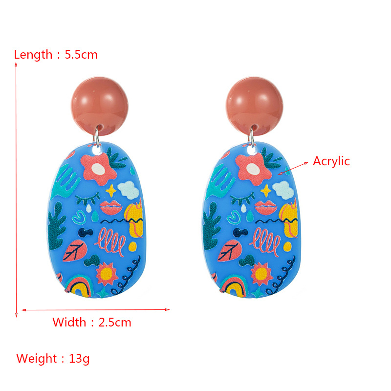 Bohemian Style Printed Geometric Pendant Earrings Wholesale Nihaojewelry display picture 1