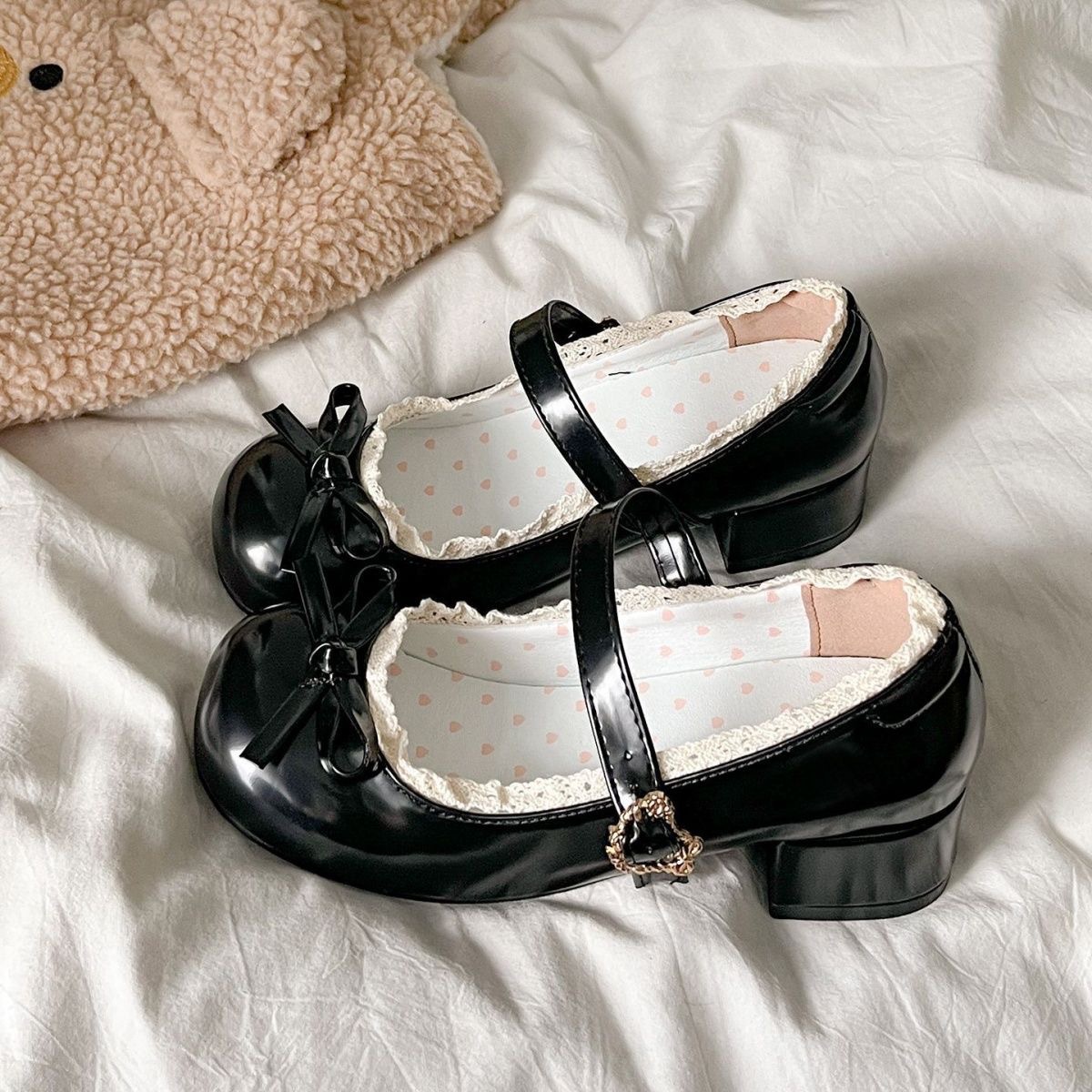 2026 Soft and Comfortable Bowknot Black Patent Leather Mary Jane Shoes, Sweet and Vintage Style Mary Jane Small Leather Shoes
