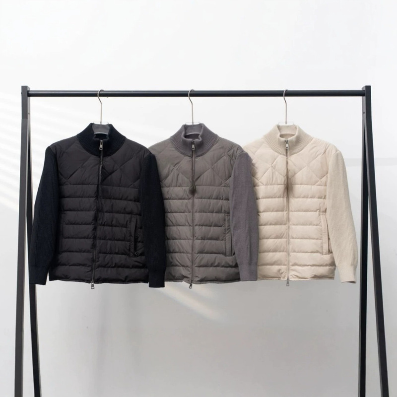 Putian DST Dijia Patchwork Stand Collar Knitted Down Jacket Diamond Pattern Lightweight Short Jacket for Men and Women Couple Coat