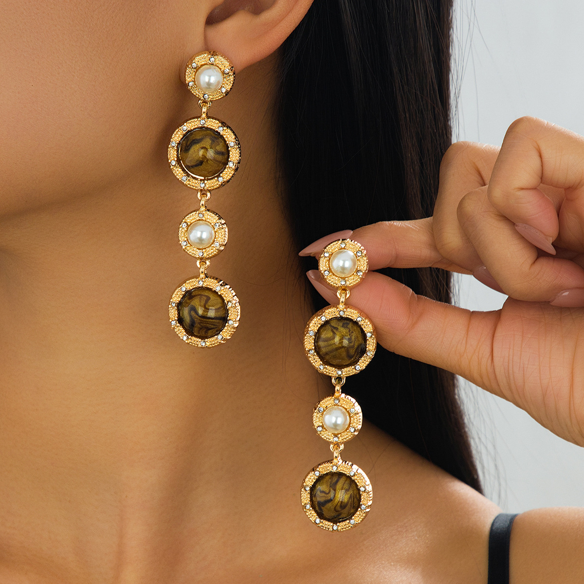 Fashionable design stone inlay pearl