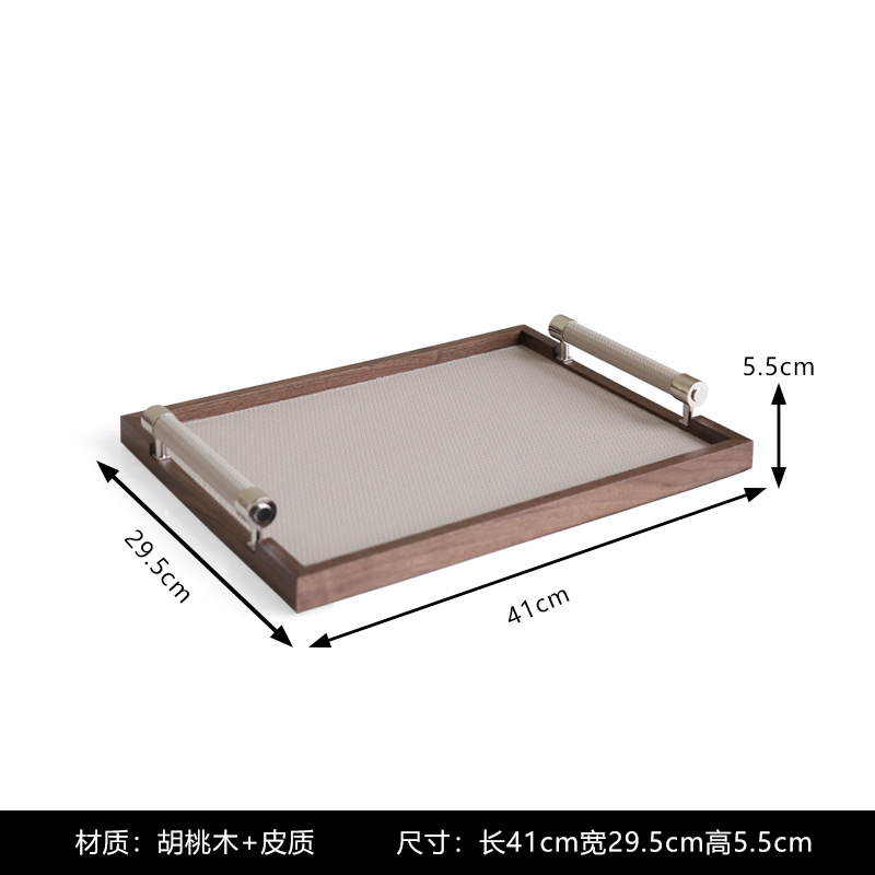 Nogal minimalista moderno bandeja geométrica decoración modelo de sala de ventas Oficina bandeja de almacenamiento sala de estar dormitorio decoración suave image 8