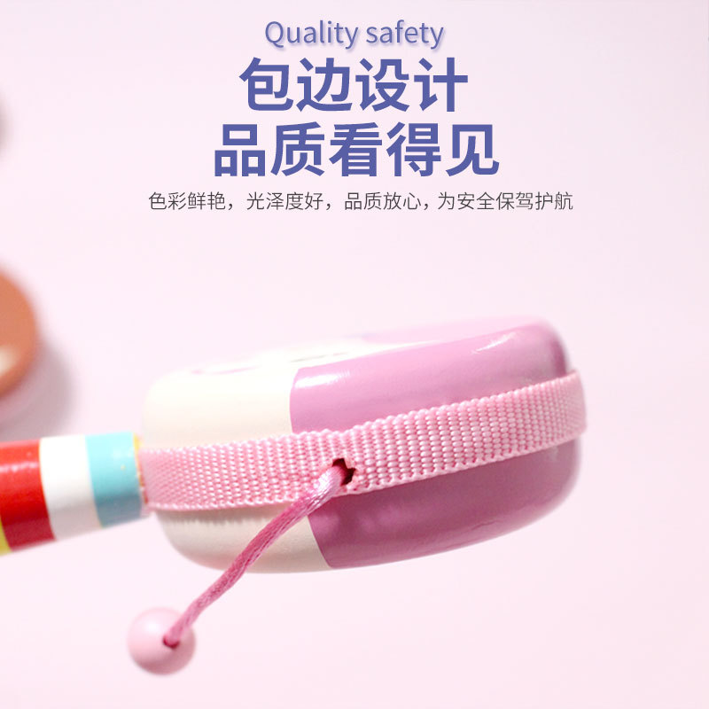 Bebé tambor de timbre recién nacido tambor de mano campana de un bebé de 1 año de edad acertijos de educación temprana para niños agarran juguetes de madera