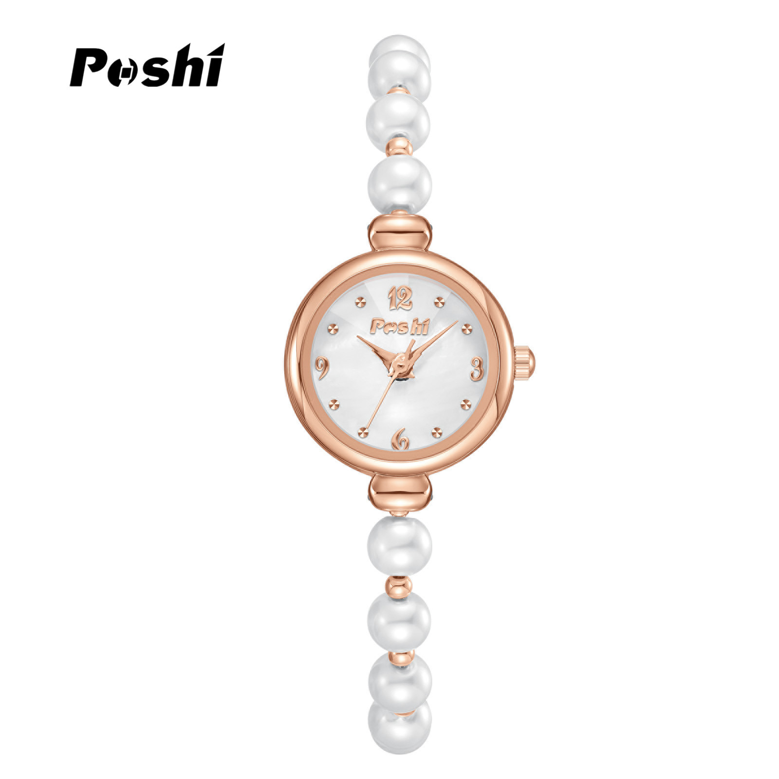 Moda nuevo estilo pulsera de perlas reloj de cuarzo para mujer esfera pequeña pulsera delgada reloj de cuarzo de ajuste libre perezoso