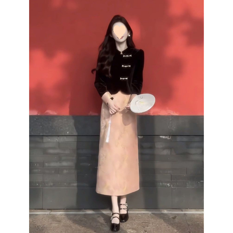 春装搭配一整套2025新款新中式国风旗袍小香风订婚礼服连衣裙套装|undefined
