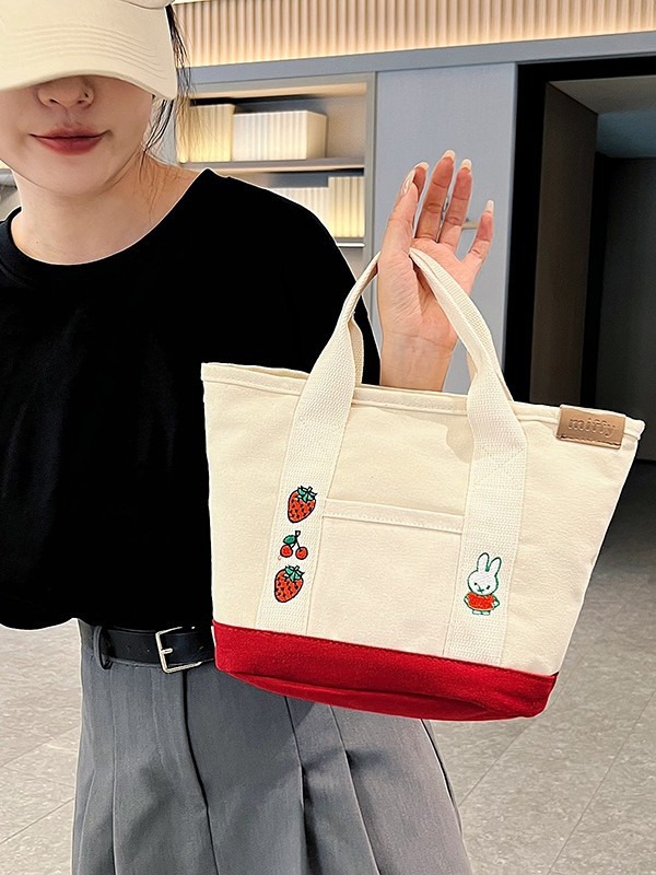 Año del Conejo bordado japonés lindos bolsos de lona, bolsos de hombro, bolsos de oficina