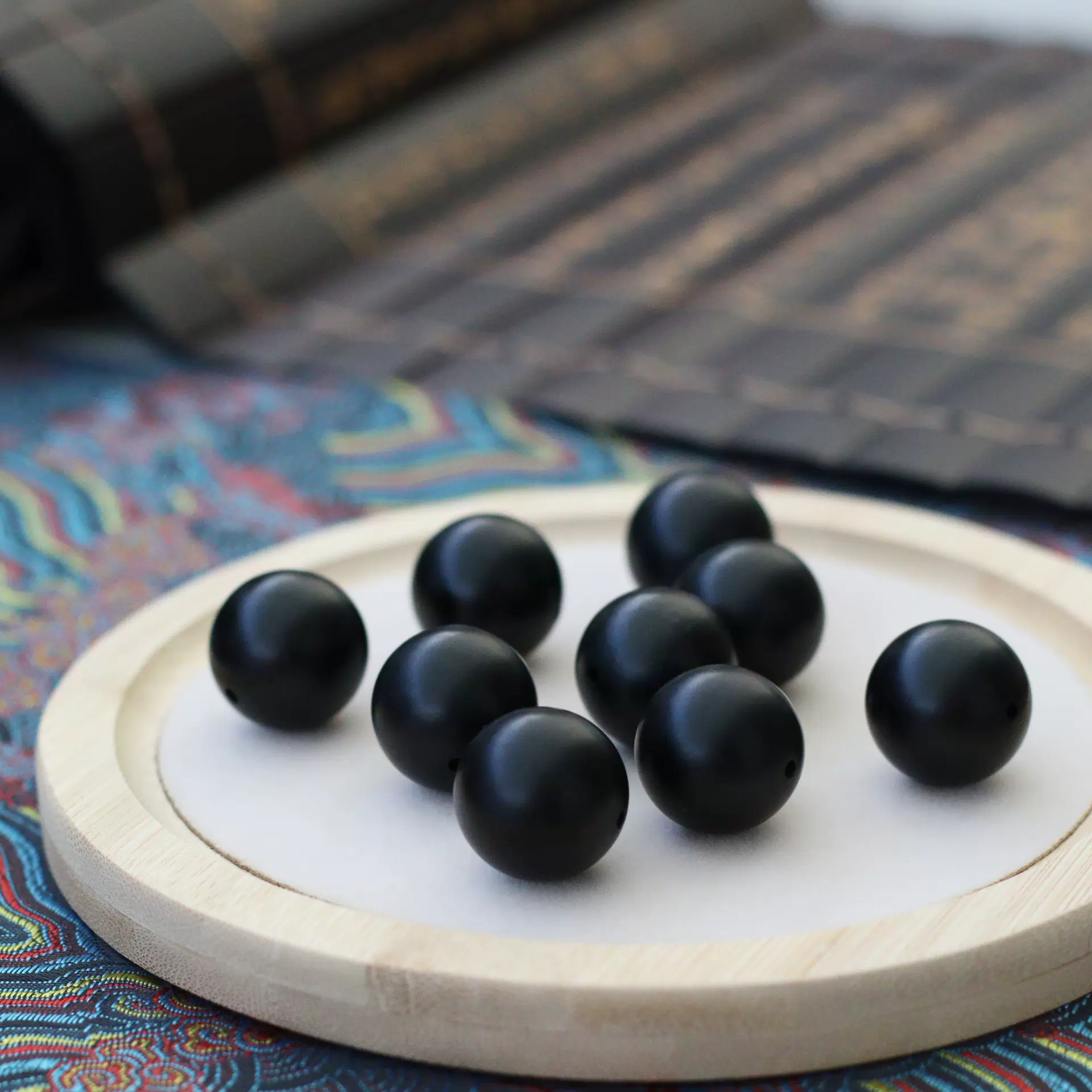 和田玉墨玉圆珠散珠手工文玩佛珠手串配珠天然单颗古法饰品黑羊脂