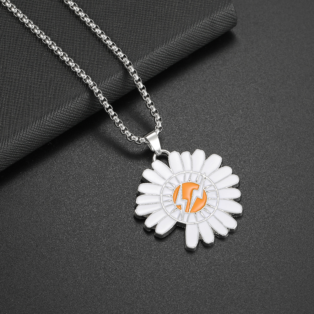 網紅同款缺口菊花閃電項鍊男女百搭個性嘻哈街頭ins風毛衣鏈批發
