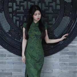 2026年新款新中式提花改良旗袍女春气质复古短袖连衣裙图片色其他