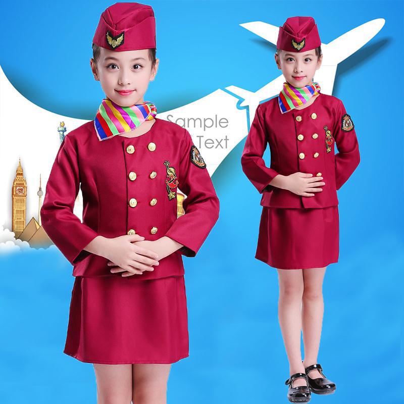 New children's stewardess uniform girl p...