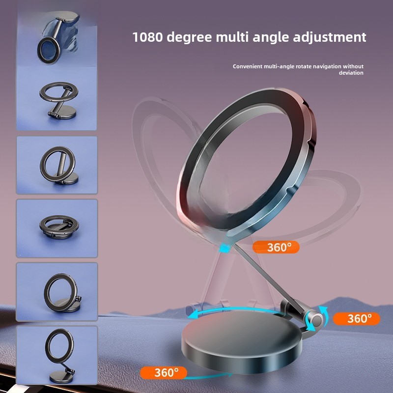 Nytt magnetiskt bilfäste i legering, Magsafe, fällbart teleskopiskt, 360-graders roterande instrumentpanelsnavigationsfäste_voghion.com