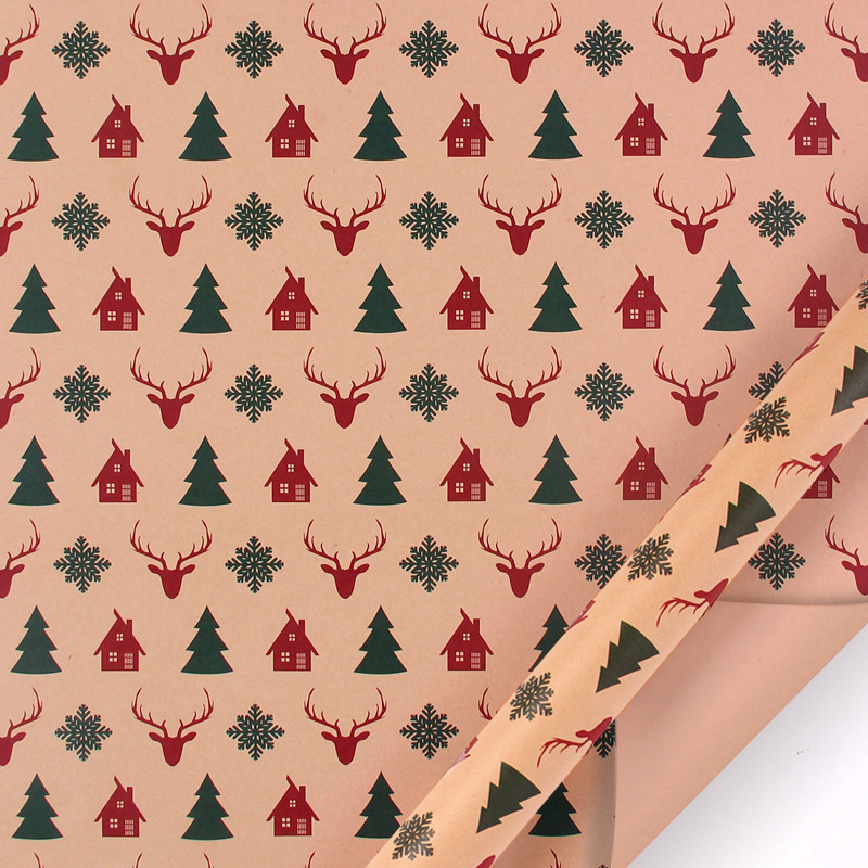 Papel de regalo navideño transfronterizo de Amazon, papel kraft amarillo vintage, papel de regalo para fiestas image 15