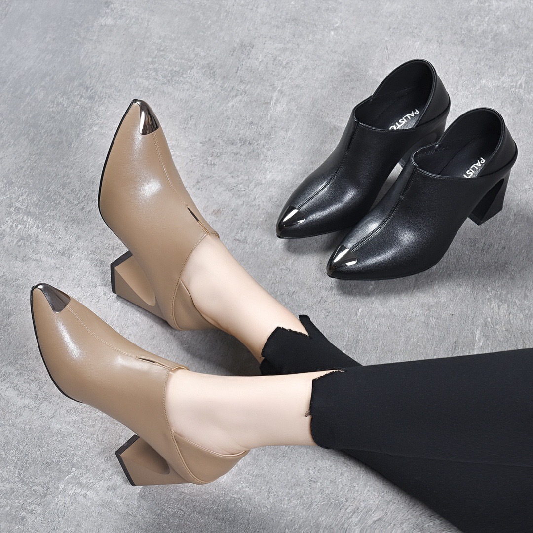 Elegant high heels, universal shoes for leisure, genuine leather, Korean style, can be worn in two ways