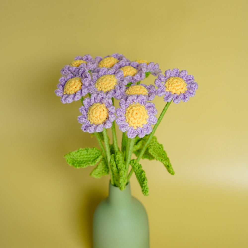 Acabado hecho a mano ganchillo lana tejida Margarita ramo creativo flor eterna regalo del Día de San Valentín novias regalo