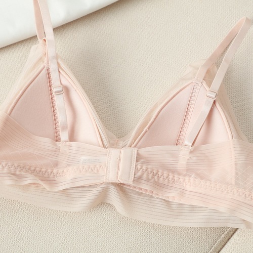Yue Yue Girls Silk Bra Summer Thin Japanese Wire-Free Underwear Mulberry Silk Seamless Tri-Top Bra