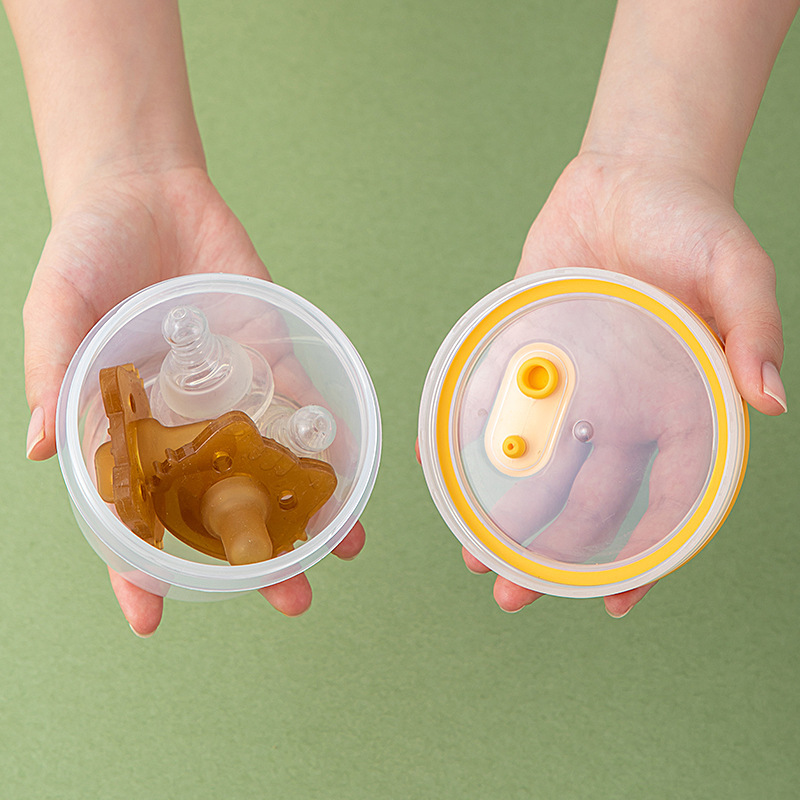 日本式デスクトップ円形透明収納ボックスプラスチック密封乳児粉ミルクボックス食品級携帯用手提げ貯蔵タンク|undefined