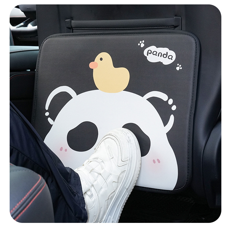 Blue Rain Car Seat Back Anti-Kick Pad Leather Cartoon Panda Dirt-Resistant Wear-Resistant Pad Car Rear Seat Anti-Kick Pad