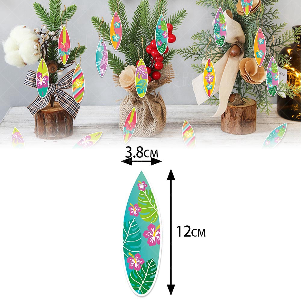 Transfronteriza nueva decoración hawaiana pequeña etiqueta de verano costero fiesta decoración colgante tabla de surf pequeño colgante