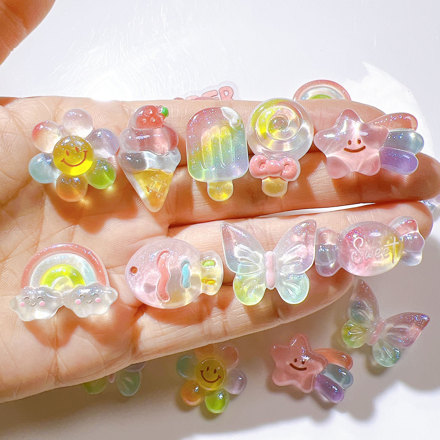 resin accessories wholesale diy accessories shoe buckle handmade material cup sticker cream glue hair accessories transparent color popsicle