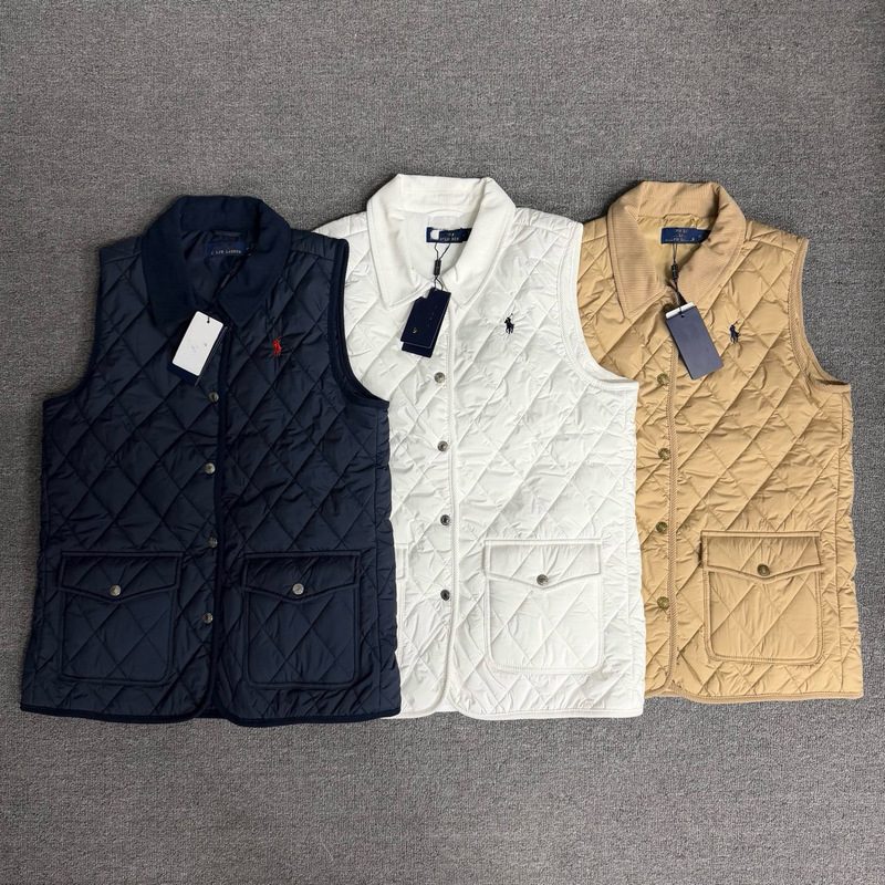Scan Code Rl Laffy Pony Embroidered Quilted Vest down Jacket Warm Lightweight New Fashion Cotton Coat for Women