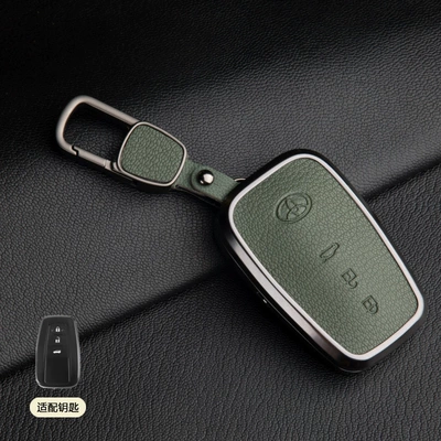 Covers, High-End 19-23 Avalon — Car key bag - 1-olive-green-asian-dragon-b-style-3-button-square-buckle-french-goat-leather