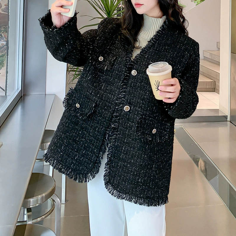 Demi-season red jacket, plus size, Chanel style, Korean style