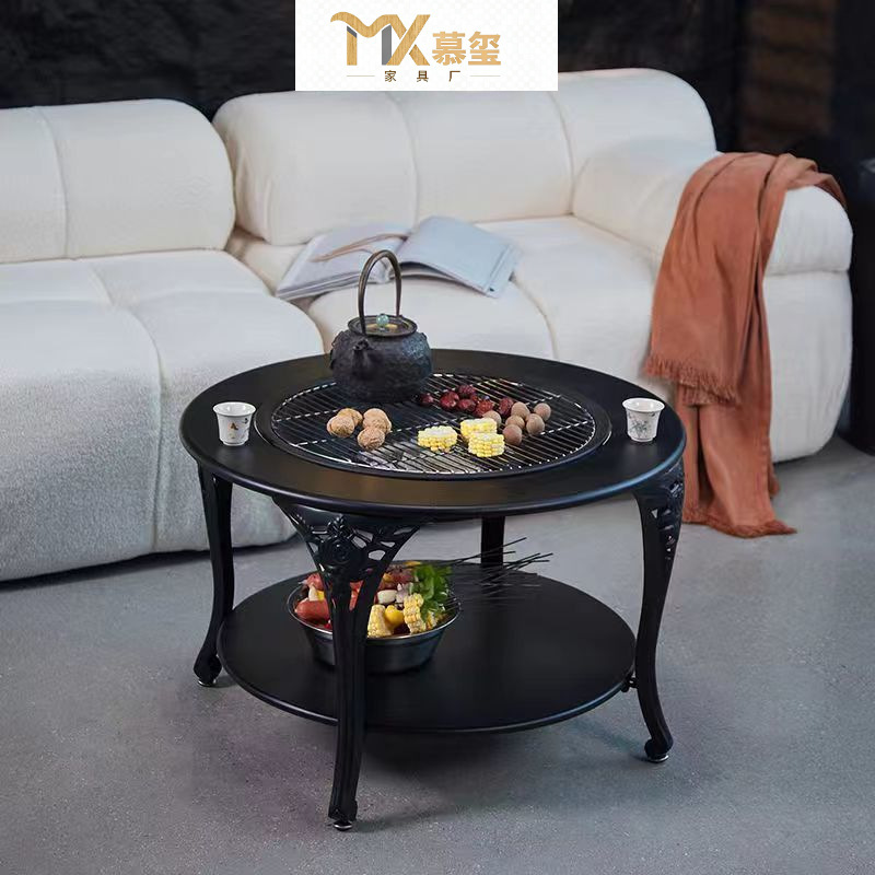 Tea Brewing Set for Home Indoor Use with Tea Stove, Charcoal Stove, Barbecue Table, and Tea Brewing Table