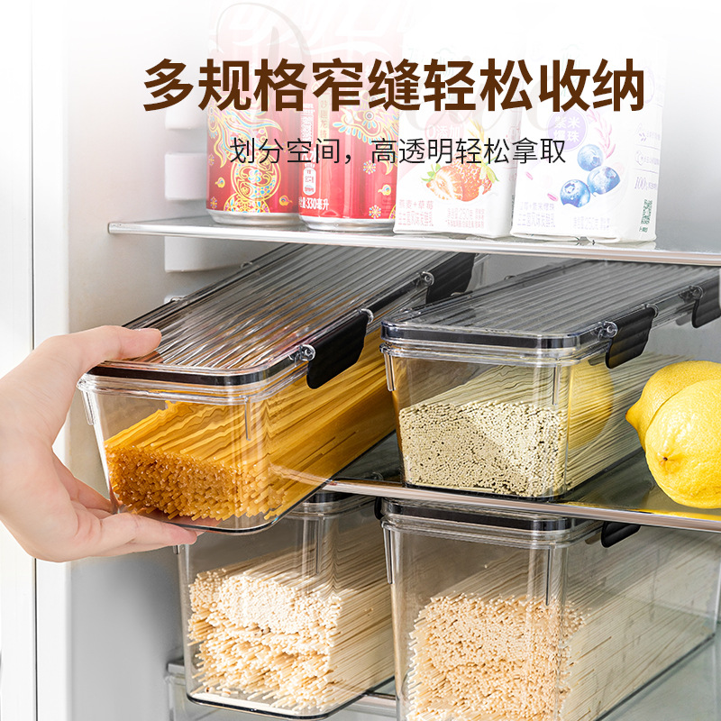 Caja de almacenamiento multifuncional de fideos de grado alimenticio, caja de sellado de granos domésticos de cocina, caja de almacenamiento de plástico transparente de gran capacidad