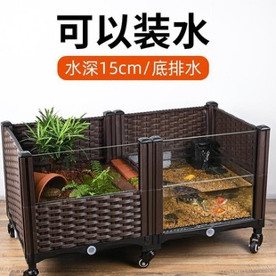 Turtle Aqua and Land Feeding Tank Turtle Water Tank Ecological Environment Farming Built-in Glass Tank Brazilian Turtle Deep Water