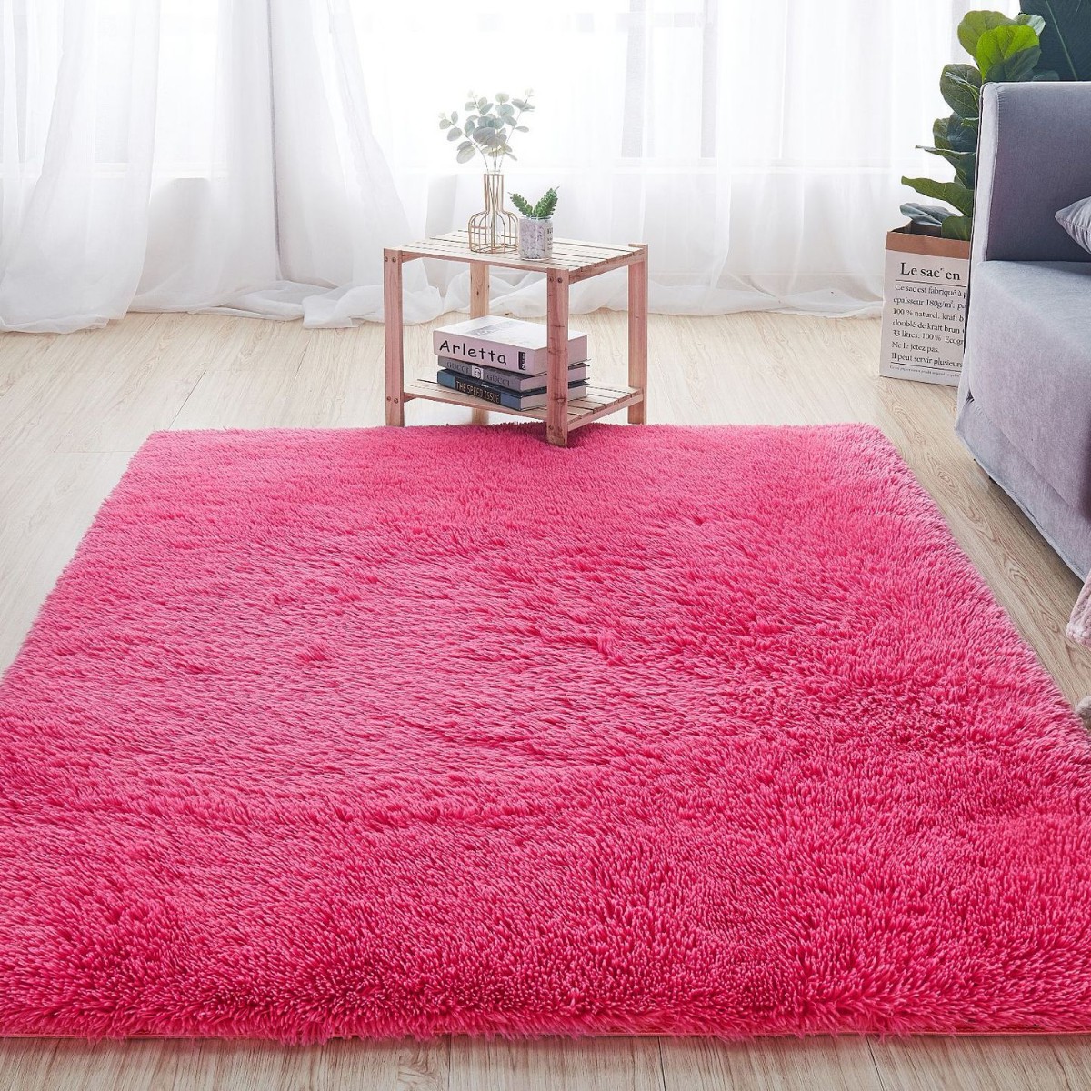 Alfombra teñida de seda de felpa de pelo largo transfronterizo, alfombra de piso, sala de estar, dormitorio, manta de cama resistente a la suciedad y fácil de cuidar